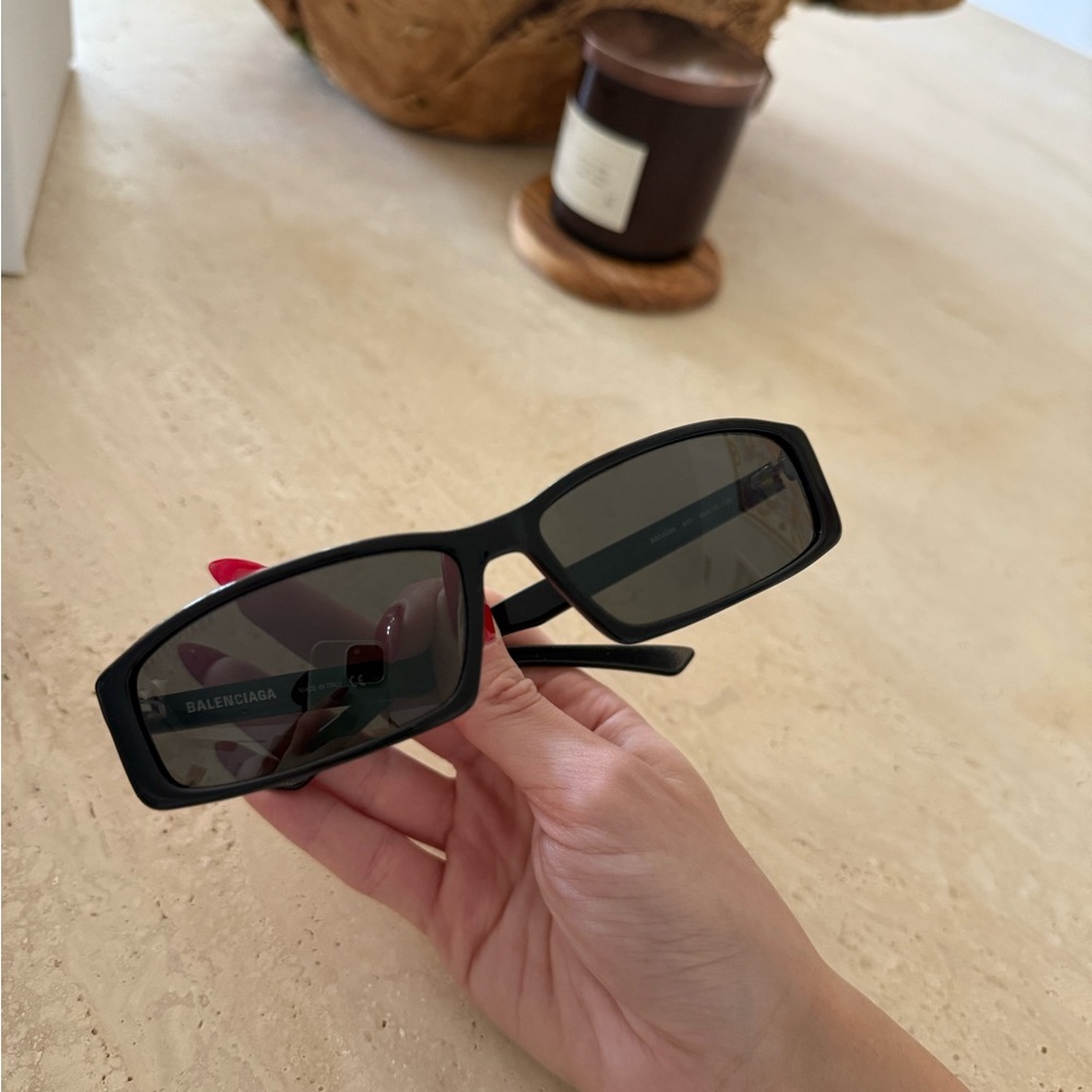 Balenciaga Black Rectangular Sunglasses